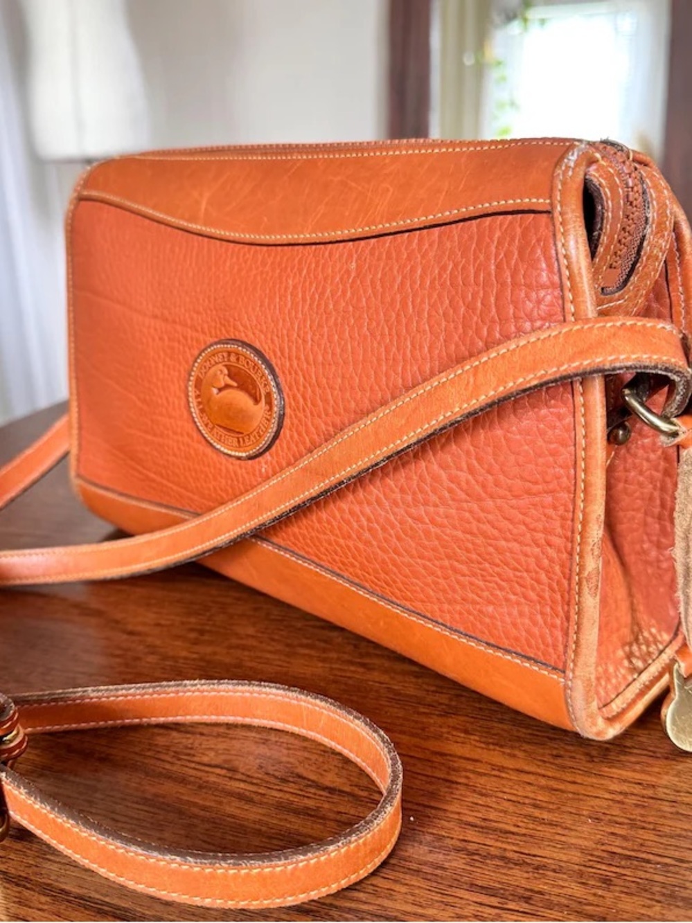 Dooney & Bourke Orange Pebbled Leather Crossbody